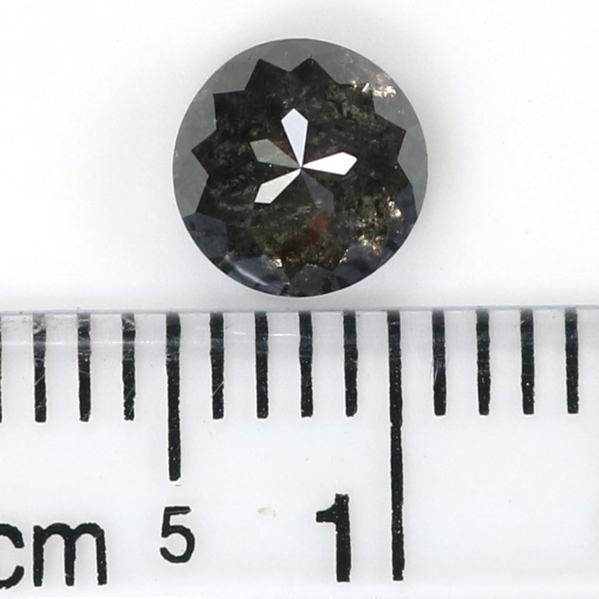 1.06 Ct Natural Loose Round Rose Cut Diamond Salt and Pepper Round Shape Diamond 5.80 MM Natural Black Gray Color Rose Cut Diamond KQ2092