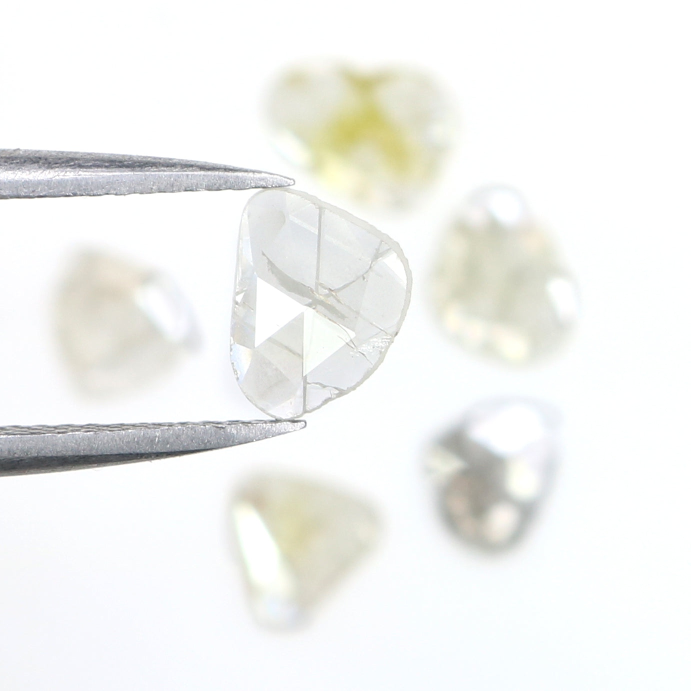 1.29 CT Natural Loose Slice Shape Diamond Yellow Color Slice Diamond 6.65 MM Natural Loose Grey Diamond Slice Irregular Cut Diamond LQ2621