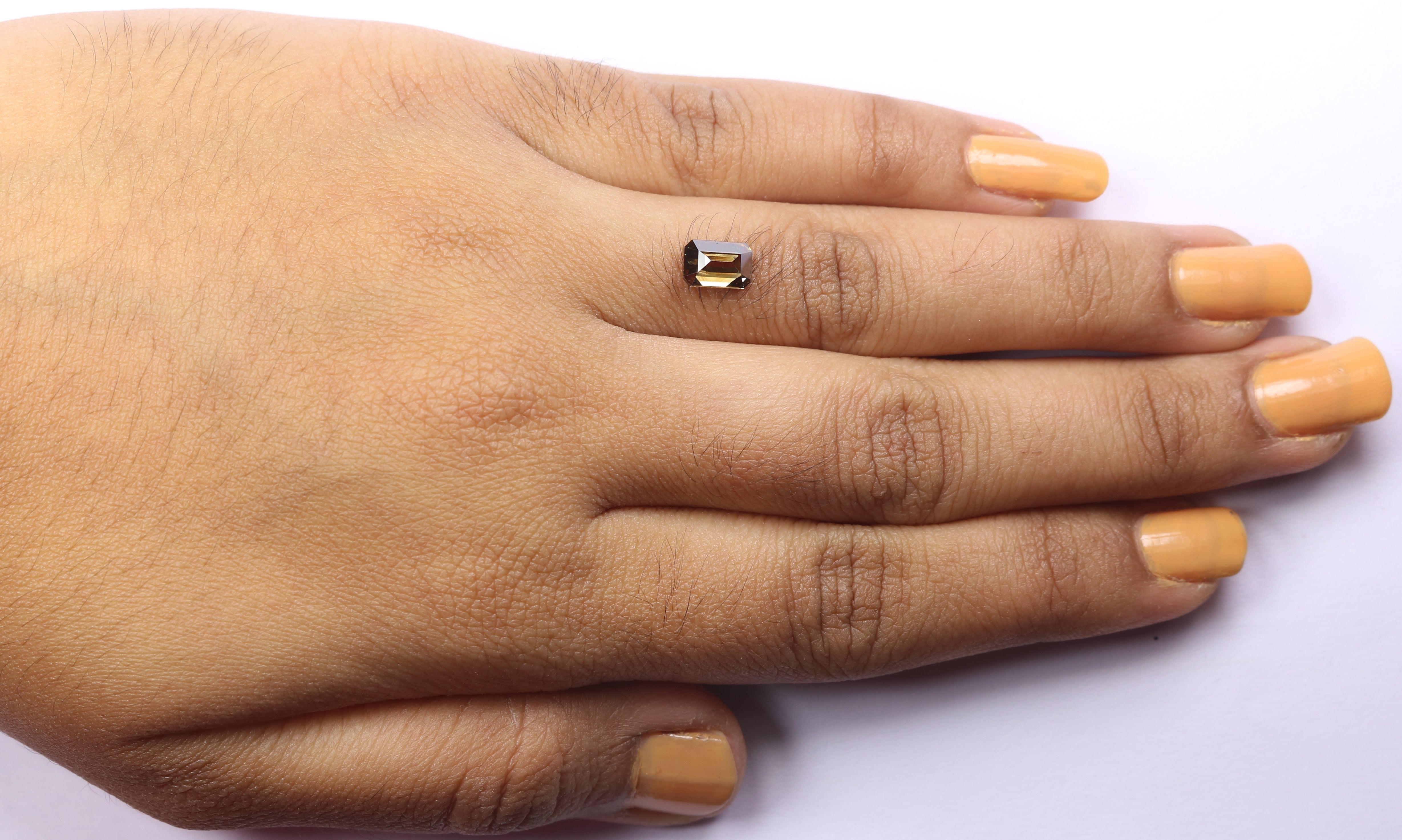 0.96 Ct Natural Loose Emerald Shape Diamond Brown Color Emerald Cut Diamond 6.90 MM Natural Brown Diamond Emerald Rose Cut Diamond LQ1768