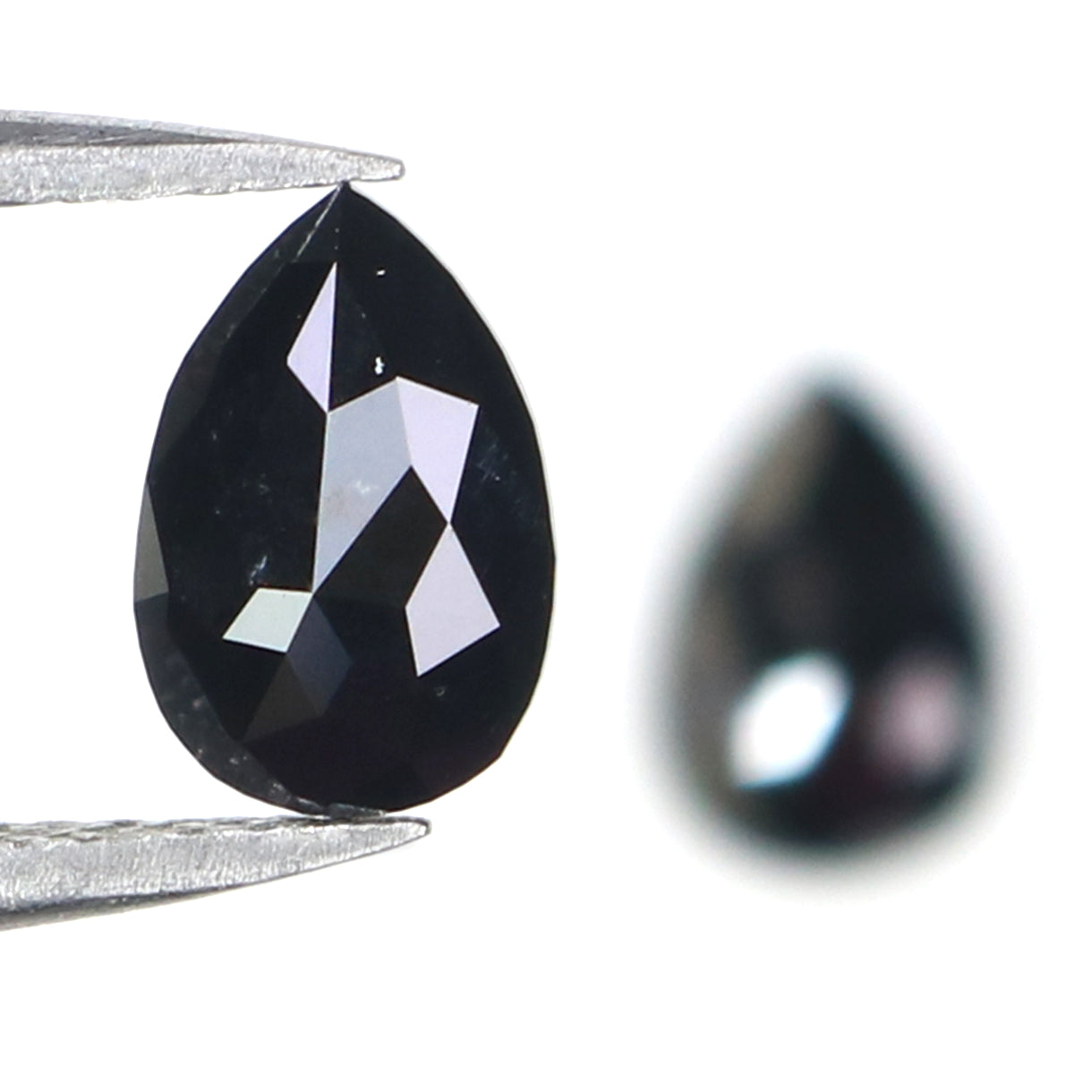1.02 CT Natural Loose Pear Cut Pair Diamond Black Color Pear Shape Diamond 7.45 MM Natural Loose Black Diamond Pear Rose Cut Diamond LQ2723