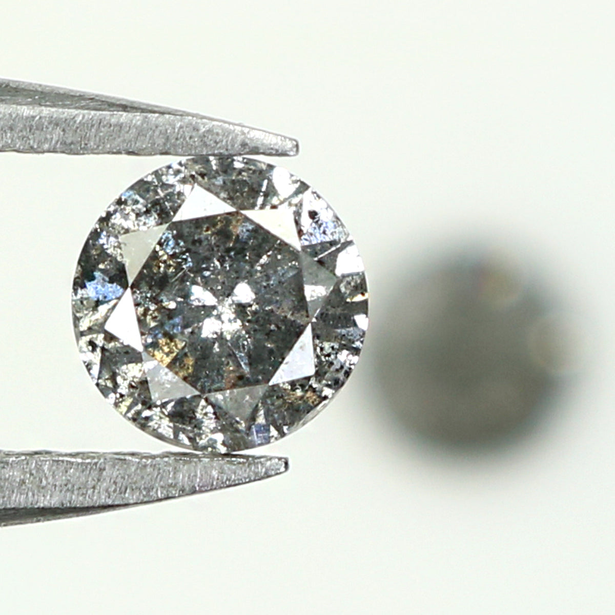 Natural Loose Round Salt And Pepper Diamond Black Grey Color 0.63 CT 4.25 MM Round Brilliant Cut Diamond KDL1377