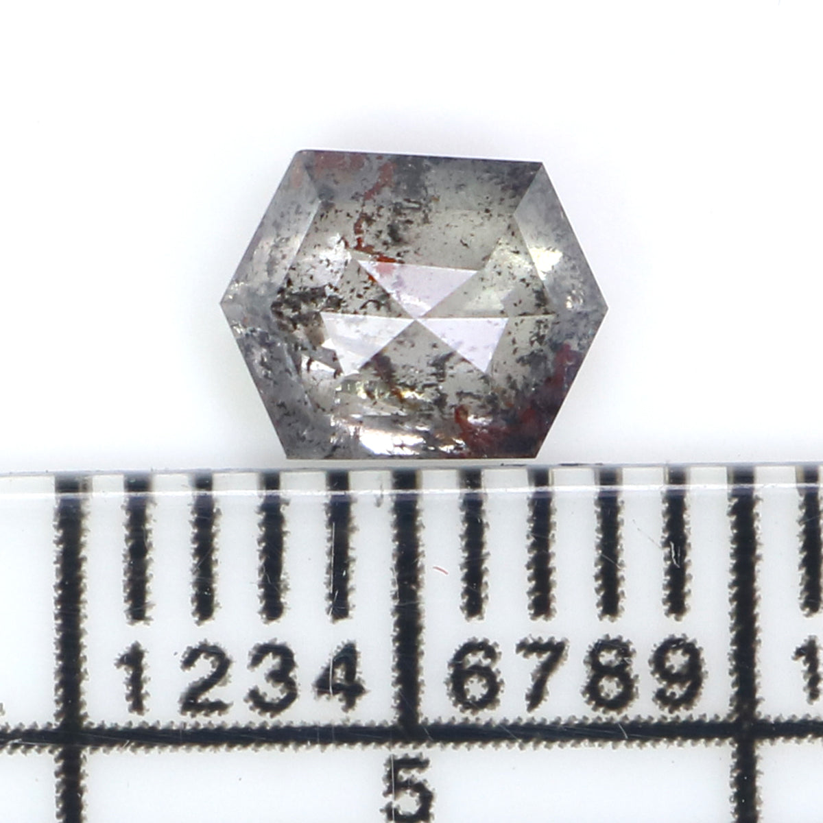 0.66 CT Natural Loose Hexagon Shape Diamond Salt And Pepper Hexagon Diamond 5.80 MM Natural Loose Black Grey Hexagon Rose Cut Diamond LQ2563