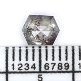 Natural Loose Hexagon Salt And Pepper Diamond Black Grey Color 0.66 CT 5.78 MM Hexagon Shape Rose Cut Diamond L2563