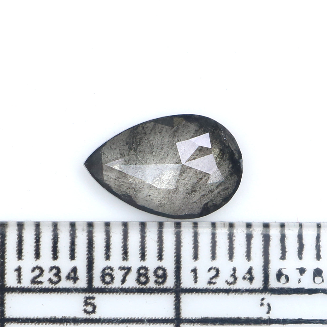 1.12 CT Natural Loose Pear Shape Diamond Salt And Pepper Pear Rose Cut Diamond 9.15 MM Black Grey Color Pear Shape Rose Cut Diamond QL2710
