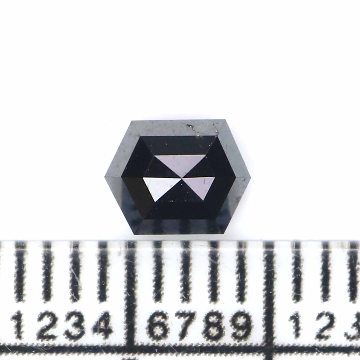 0.49 CT Natural Loose Hexagon Shape Diamond Black Color Hexagon Diamond 5.30 MM Natural Loose Black Color Hexagon Rose Cut Diamond KQ2646
