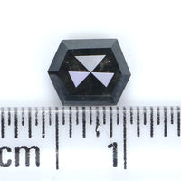 Natural Loose Hexagon Salt And Pepper Diamond Black Grey Color 0.85 CT 6.17 MM Hexagon Shape Rose Cut Diamond L2532