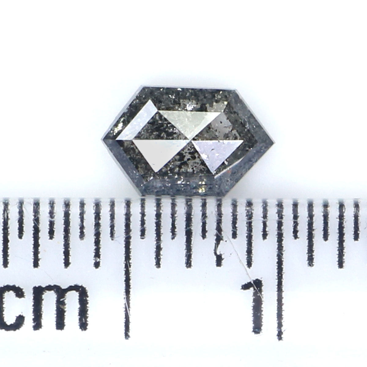 0.37 CT Natural Loose Hexagon Shape Diamond Salt And Pepper Hexagon Diamond 5.75 MM Natural Black Grey Color Hexagon Rose Cut Diamond KQ2539