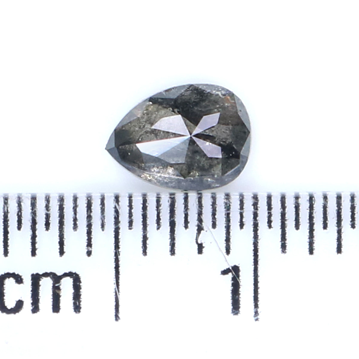 Natural Loose Pear Salt And Pepper Diamond Black Grey Color 0.43 CT 5.32 MM Pear Shape Rose Cut Diamond KR2540