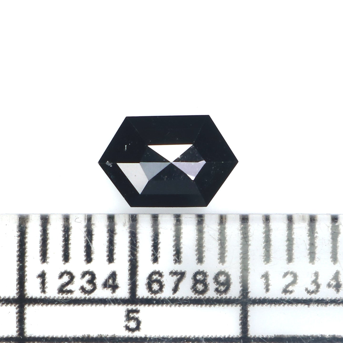 0.45 CT Natural Loose Hexagon Shape Diamond Black Color Hexagon Diamond 6.35 MM Natural Loose Black Color Hexagon Rose Cut Diamond KQ2640