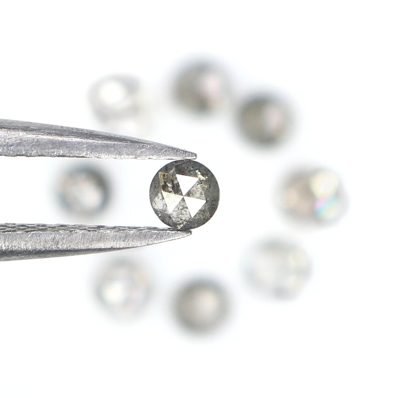 1.02 Ct Natural Loose Round Rose Cut Diamond Salt And Pepper Round Diamond 2.75 MM Natural Black Grey Color Round Rose Cut Diamond LQ2773