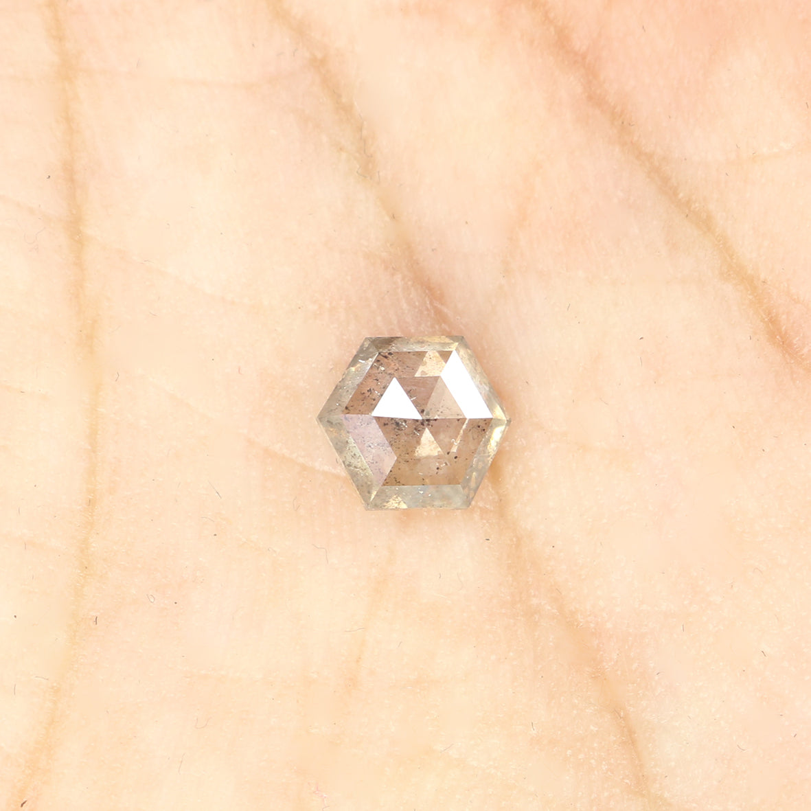 0.77 CT Natural Loose Hexagon Shape Diamond Salt And Pepper Hexagon Shape Diamond 5.95 MM Black Grey Color Hexagon Rose Cut Diamond QL9543