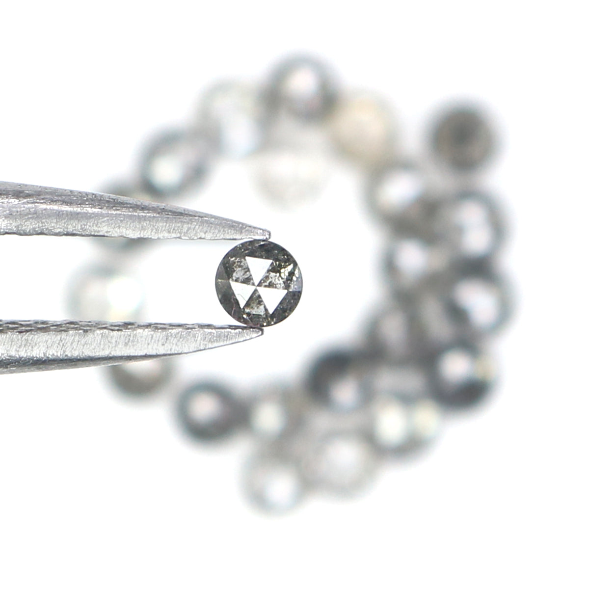 1.34 Ct Natural Loose Round Rose Cut Diamond Salt And Pepper Round Shape Diamond 2.10 MM Natural Black Grey Round Rose Cut Diamond LQ2771