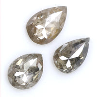 Natural Loose Pear Salt And Pepper Diamond Black Grey Color 1.31 CT 5.75 MM Pear Shape Rose Cut Diamond L2079