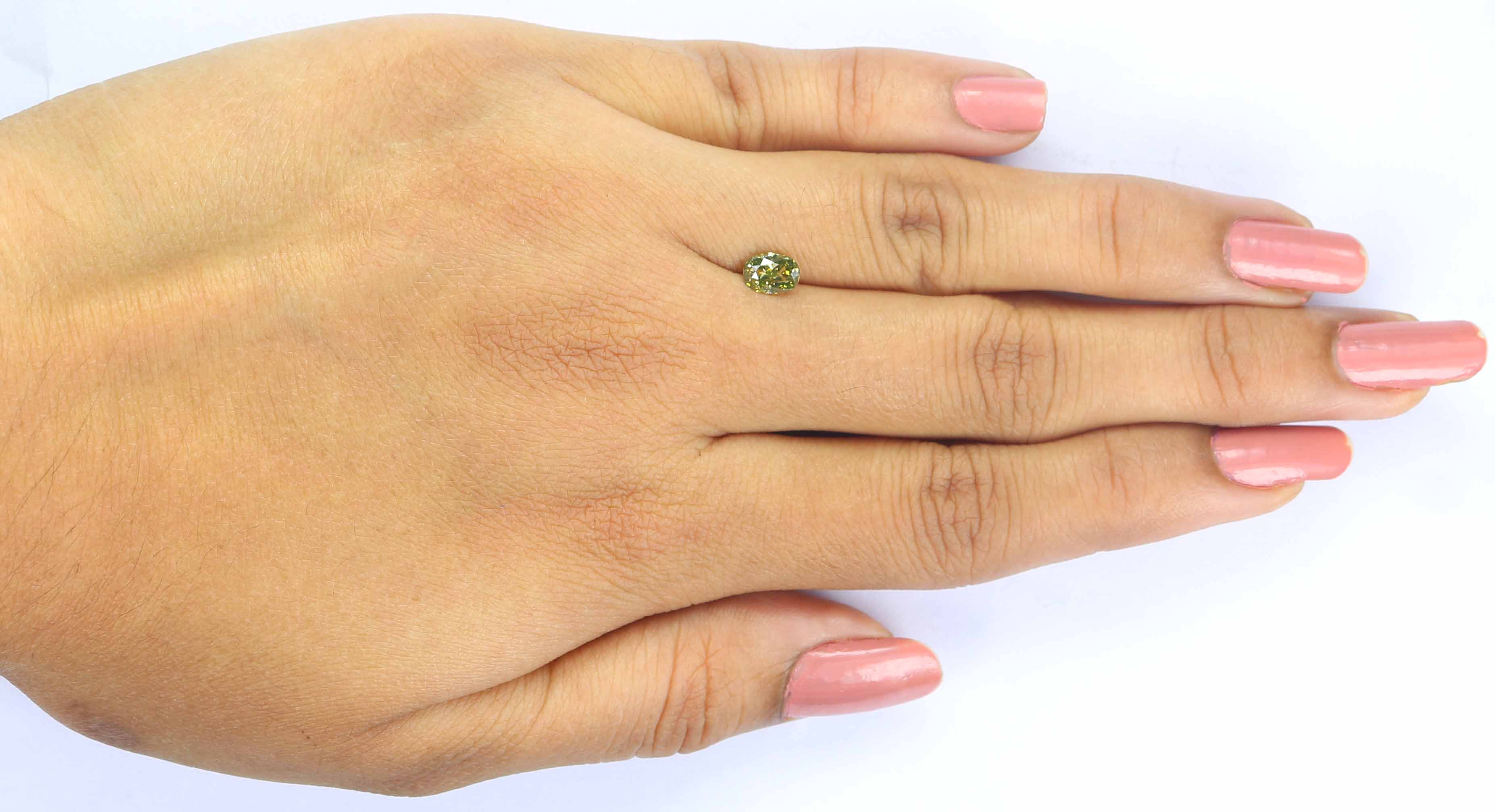 Natural Loose Oval Diamond Green Color 0.58 CT 5.77 MM Oval Rose Cut Shape Diamond L2490