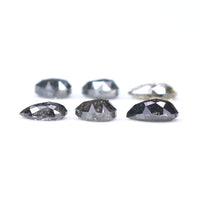 Natural Loose Pear Salt And Pepper Diamond Black Grey Color 1.66 CT 4.20 MM Pear Shape Rose Cut Diamond L790