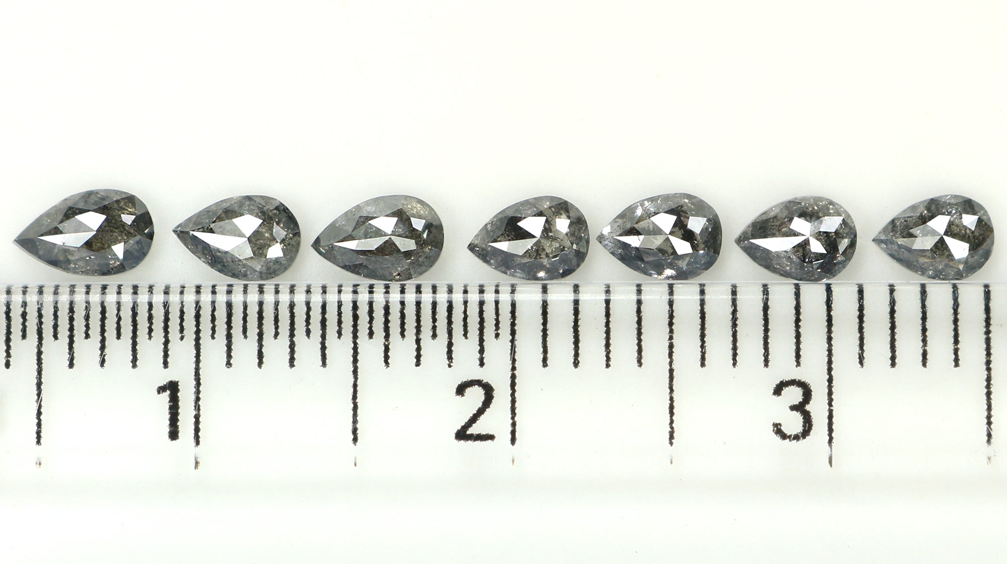 Natural Loose Pear Salt And Pepper Diamond Black Grey Color 1.06 CT 3.85 MM Pear Shape Rose Cut Diamond KDL1280