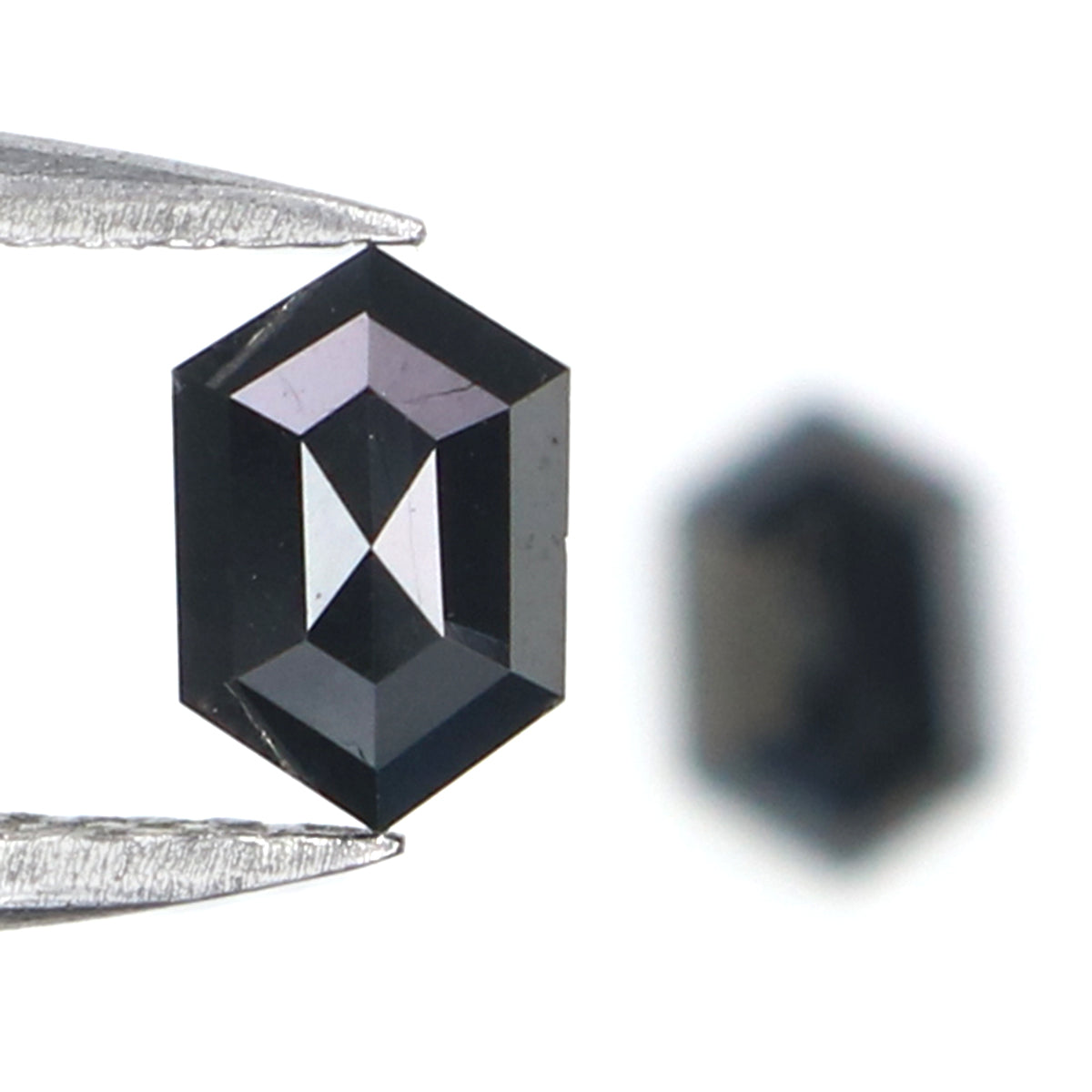 0.67 CT Natural Loose Hexagon Cut Pair Diamond Black Hexagon Cut Diamond 5.60 MM Natural Loose Black Color Hexagon Rose Cut Diamond QL2740
