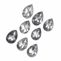 Natural Loose Pear Salt And Pepper Diamond Black Grey Color 0.93 CT 3.50 MM Pear Shape Rose Cut Diamond L1295