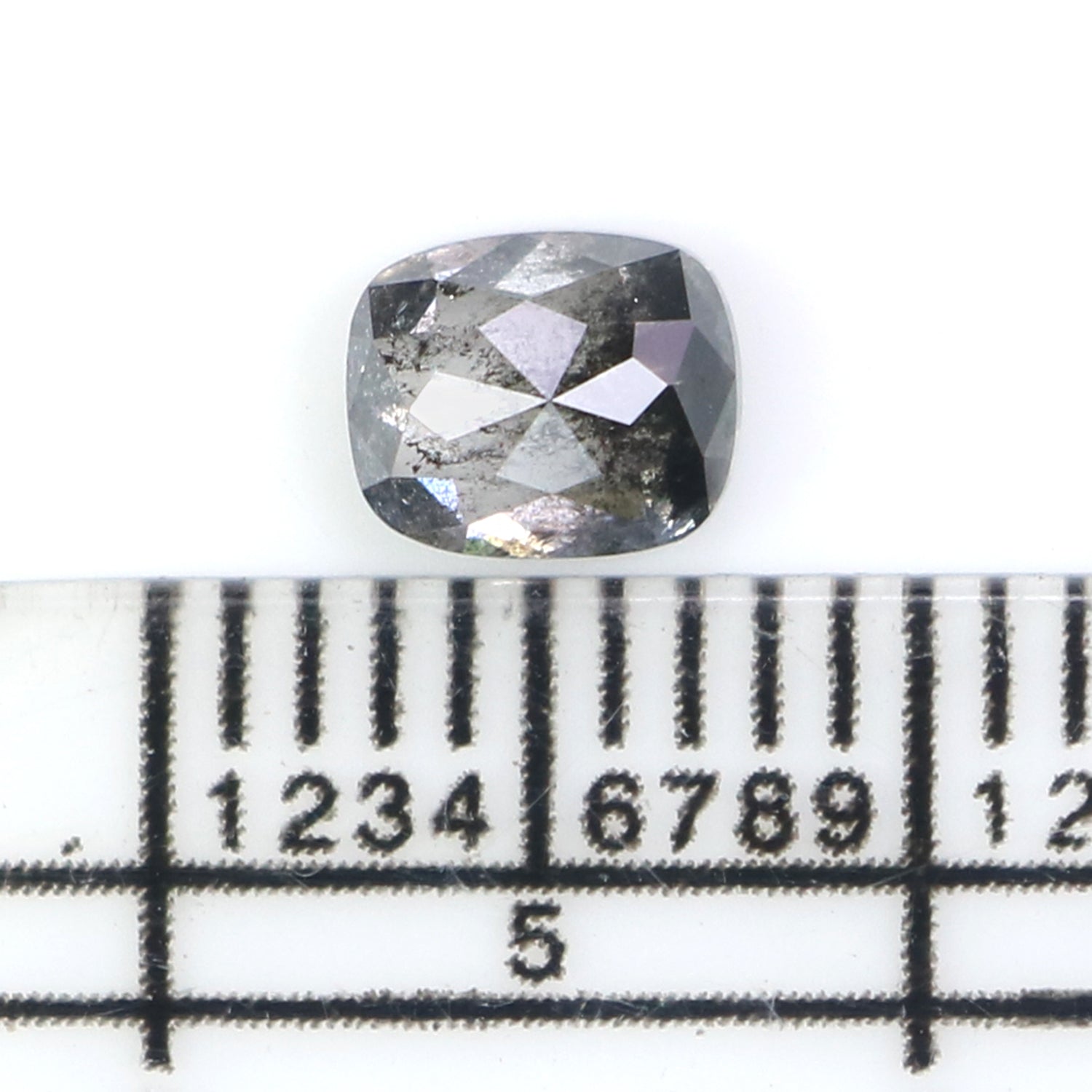 0.61 CT Natural Loose Cushion Shape Diamond Salt And Pepper Cushion Shape Diamond 5.20 MM Black Grey Color Cushion Rose Cut Diamond QL2717