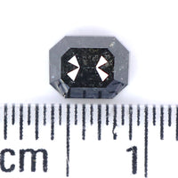 Natural Loose Emerald Salt And Pepper Diamond Black Grey Color 0.83 CT 5.20 MM Emerald Shape Rose Cut Diamond L7414