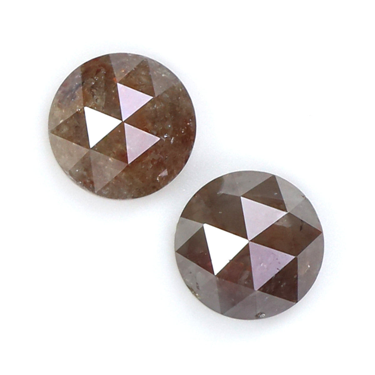 1.51 CT Natural Loose Round Rose Cut Pair Diamond Brown Color Round Shape Diamond 5.40 MM Natural Grey Color Round Rose Cut Diamond LQ7794