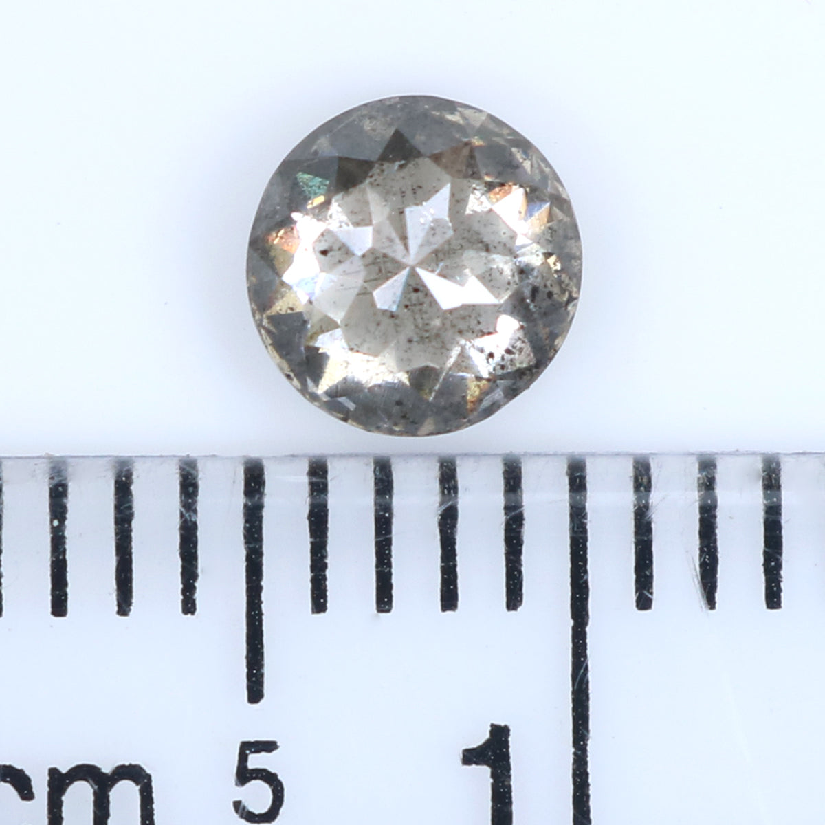 0.66 Ct Natural Loose Round Rose Cut Diamond Salt And Pepper Round Shape Diamond 5.20 MM Natural Black Grey Round Rose Cut Diamond LQ9291
