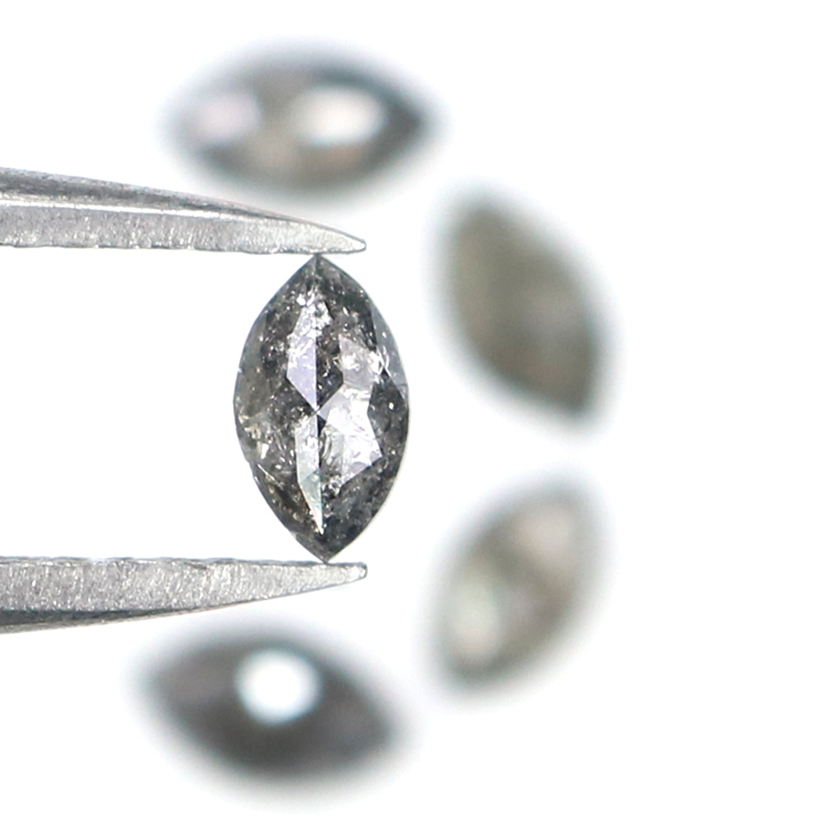 0.75 CT Natural Loose Marquise Shape Diamond Salt And Pepper Marquise Cut Diamond 5.25 MM Black Grey Color Marquise Rose Cut Diamond KQ2633