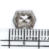 Natural Loose Hexagon Salt And Pepper Diamond Black Grey Color 1.79 CT 8.27 MM Hexagon Shape Rose Cut Diamond KDL2546