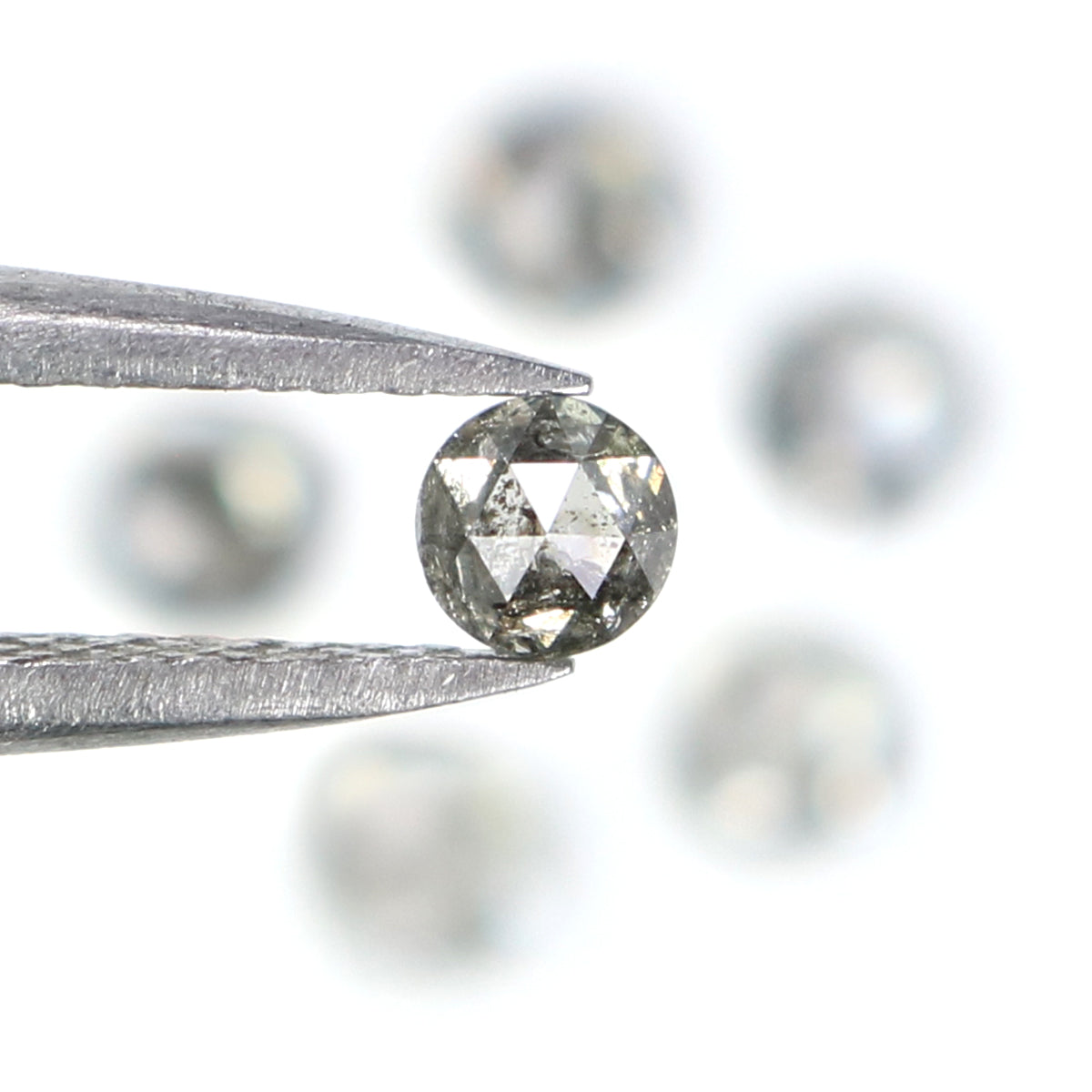 0.97 Ct Natural Loose Round Rose Cut Diamond Salt And Pepper Round Diamond 3.30 MM Natural Black Grey Color Round Rose Cut Diamond KQ2651