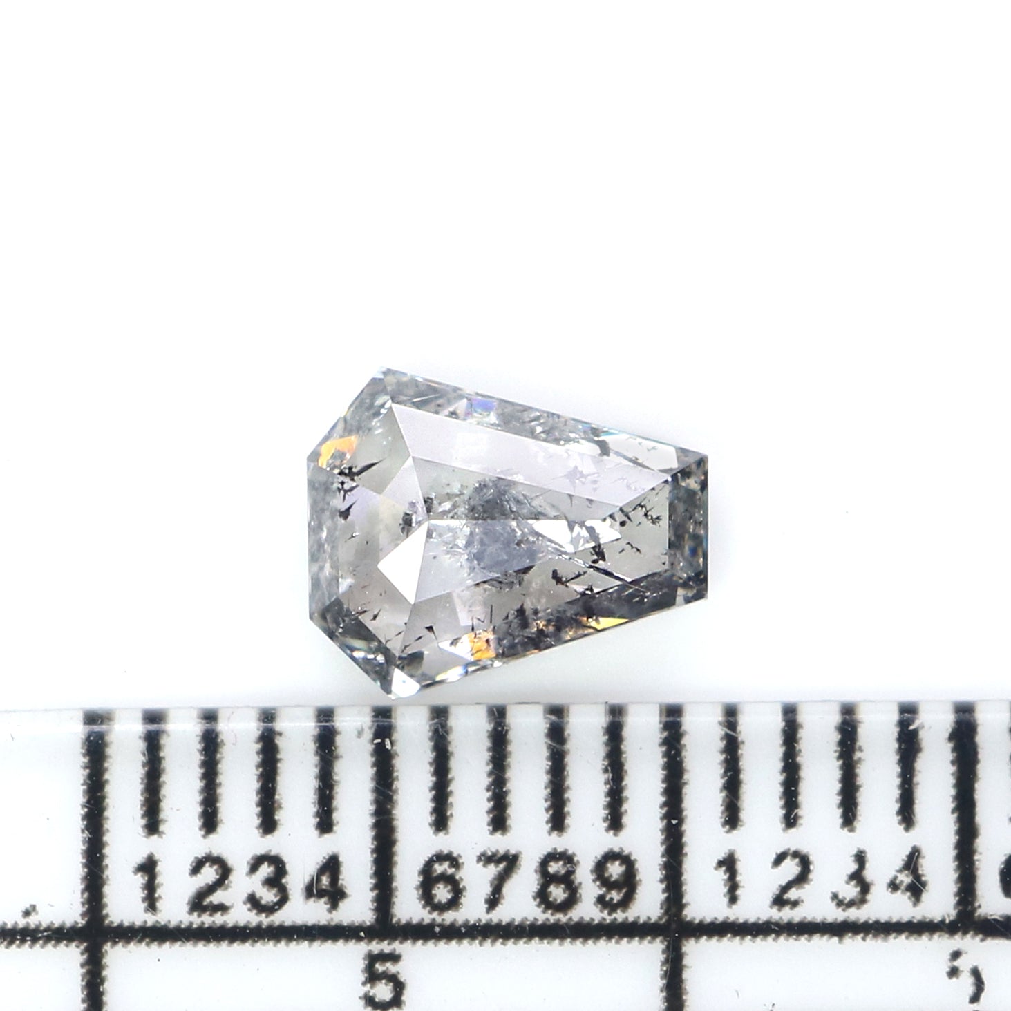 0.93 CT Natural Loose Coffin Shape Diamond Salt And Pepper Coffin Shape Diamond 7.00 MM Black Grey Color Coffin Rose Cut Diamond QL2608