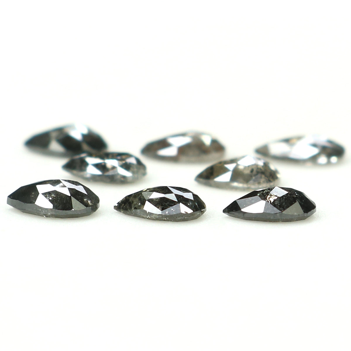 1.00 CT Natural Loose Pear Shape Diamond Salt And Pepper Pear Cut Diamond 4.00 MM Natural Black Grey Diamond Pear Rose Cut Diamond QL1317