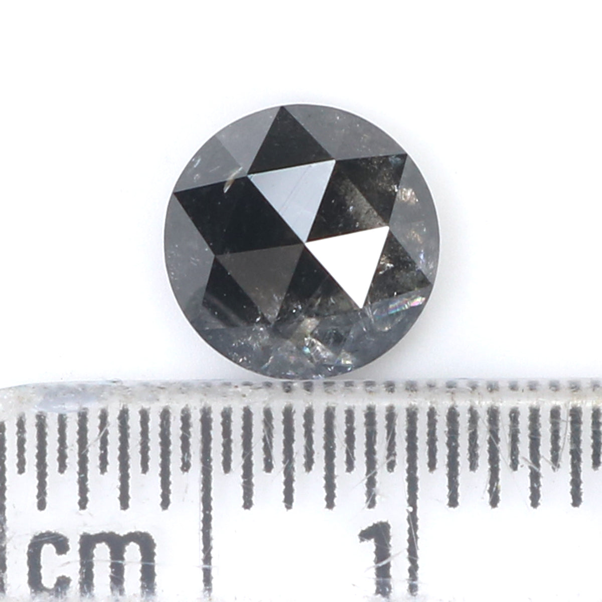 Natural Loose Rose Cut Salt And Pepper Diamond Black Grey Color 1.26 CT 6.70 MM Rose Cut Shape Diamond L278