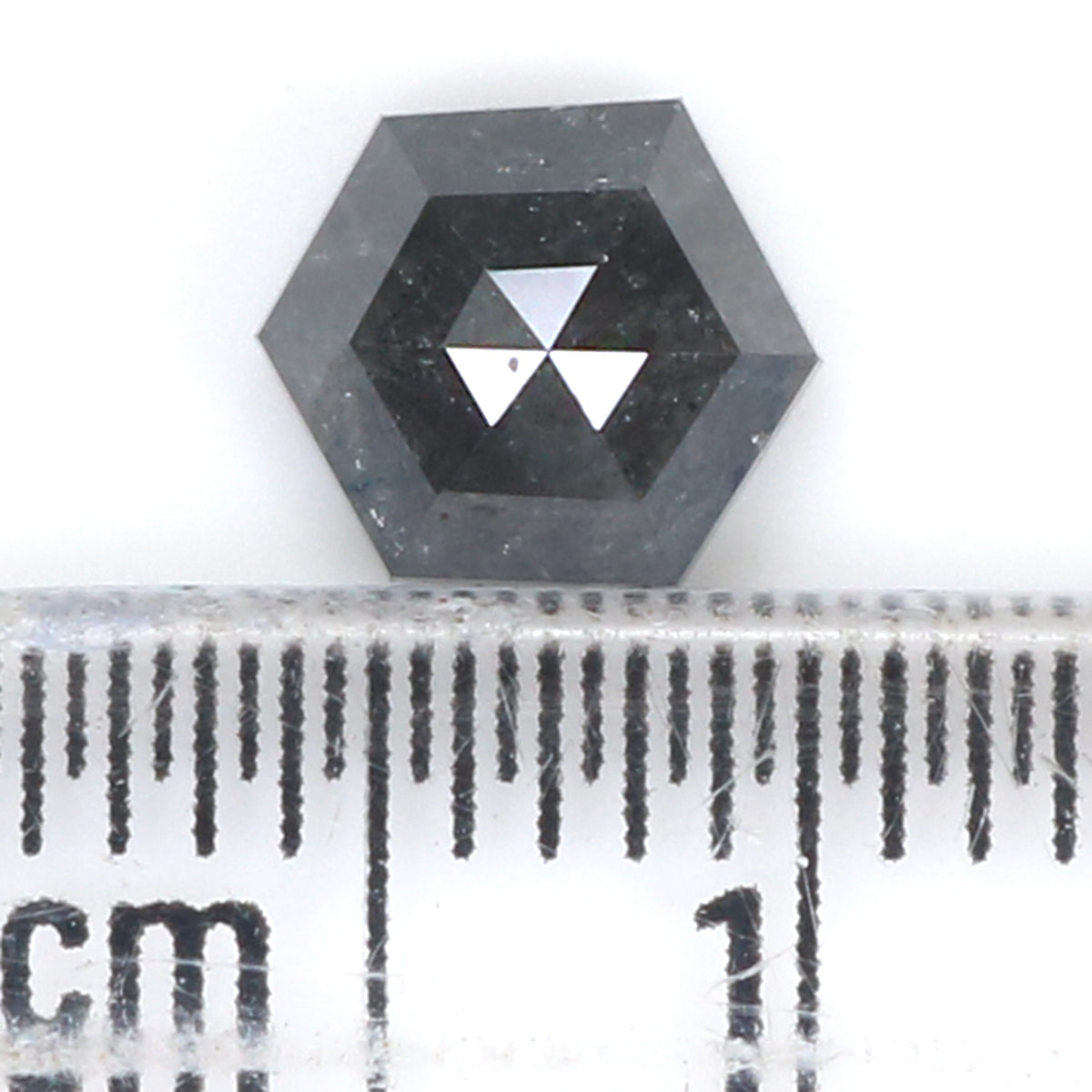 0.98 CT Natural Loose Hexagon Cut Diamond Salt And Pepper Hexagon Diamond 6.00 MM Natural Loose Black Grey Color Hexagon Cut Diamond KQ1458