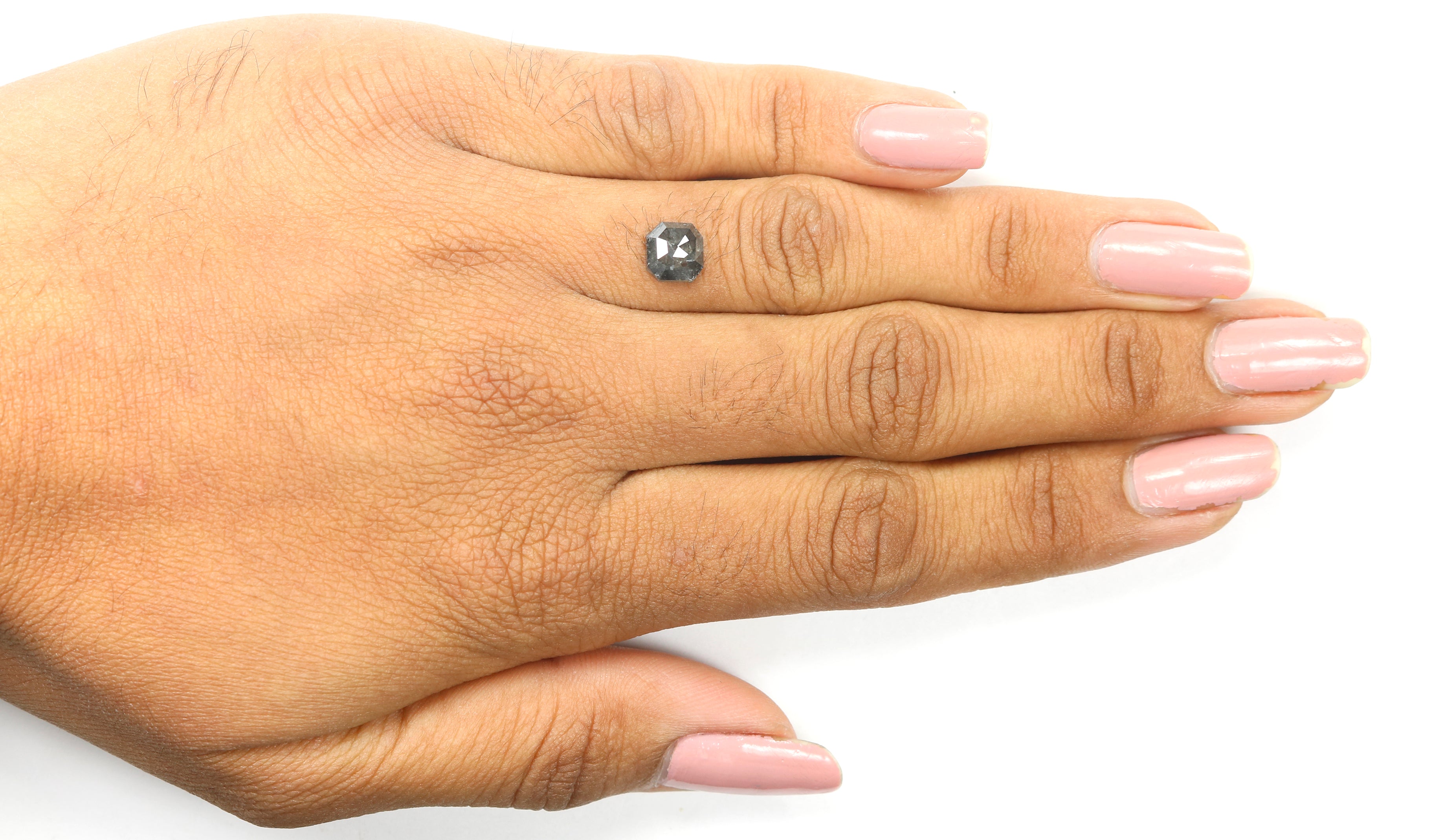 1.08 CT Natural Loose Emerald Shape Diamond Salt And Pepper Emerald Cut Diamond 6.50 MM Natural Black Grey Emerald Rose Cut Diamond QL7004