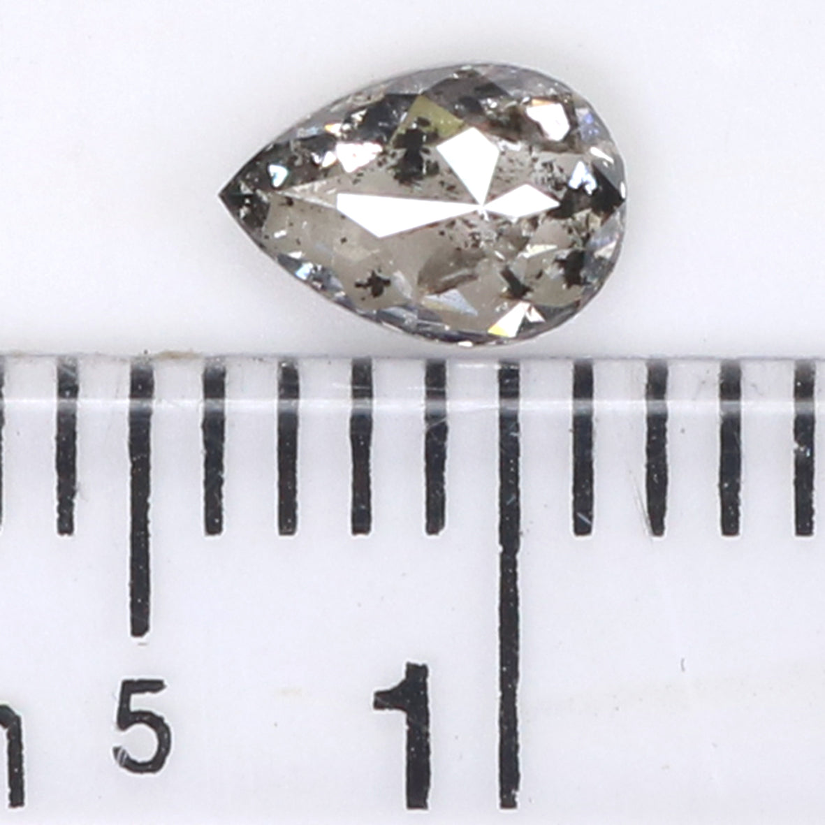 0.38 CT Natural Loose Pear Shape Diamond Salt And Pepper Pear Rose Cut Diamond 5.55 MM Black Grey Color Pear Shape Rose Cut Diamond LQ1961