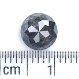 Natural Loose Round Rose Cut Salt And Pepper Diamond Black Grey Color 1.35 CT 6.85 MM Rose Cut Shape Diamond L827