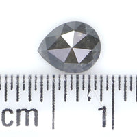 Natural Loose Pear Salt And Pepper Diamond Black Grey Color 0.48 CT 5.35 MM Pear Shape Rose Cut Diamond L7879