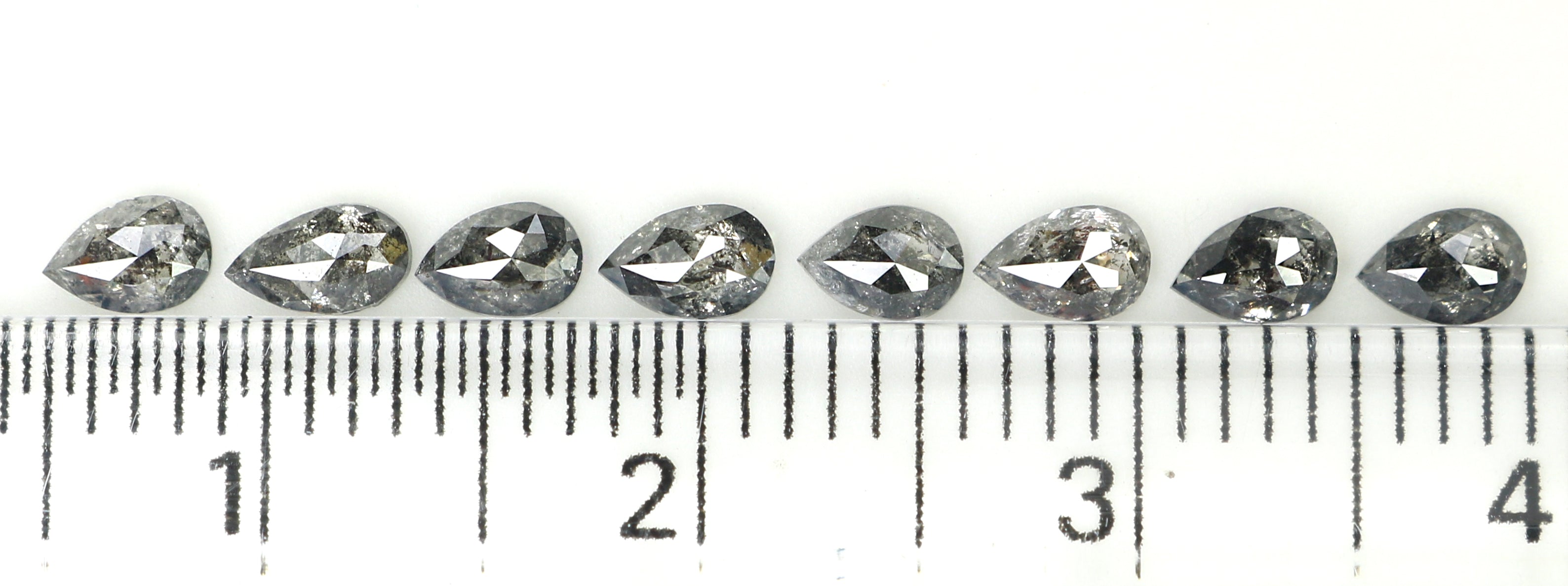 Natural Loose Pear Salt And Pepper Diamond Black Grey Color 1.05 CT 3.80 MM Pear Shape Rose Cut Diamond KDK2404