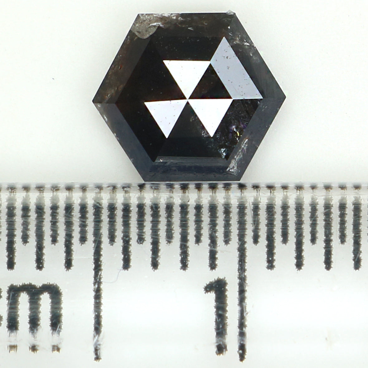 0.83 CT Natural Loose Hexagon Shape Diamond Salt And Pepper Hexagon Cut Diamond 6.70 MM Natural Black Grey Color Hexagon Cut Diamond KQ2396