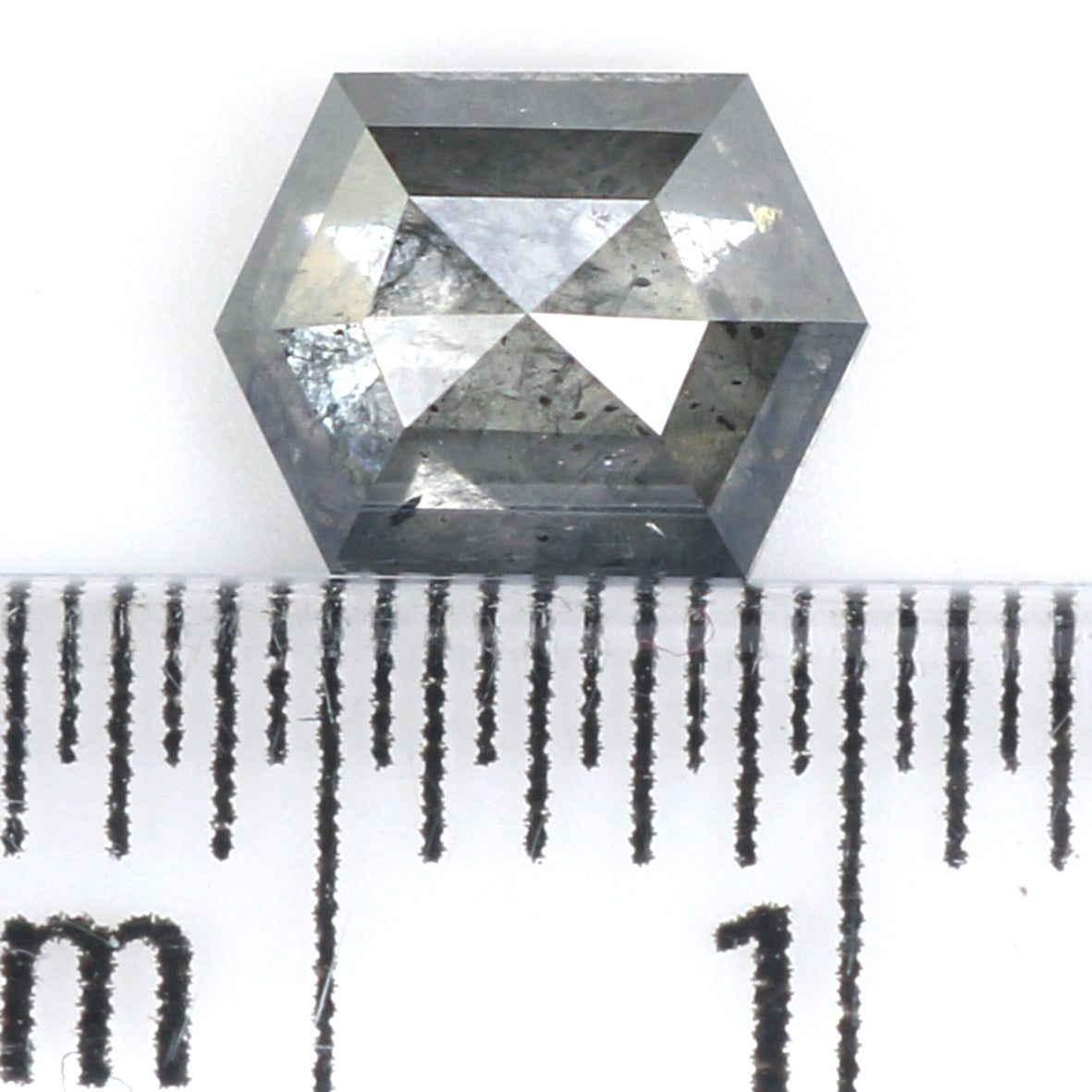 0.78 CT Natural Loose Hexagon Shape Diamond Salt And Pepper Hexagon Cut Diamond 6.30 MM Natural Black Grey Hexagon Rose Cut Diamond QL1403