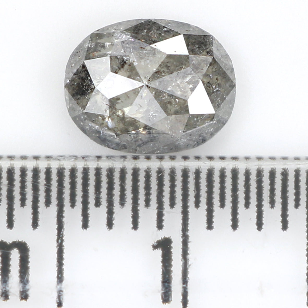 Natural Loose Oval Salt And Pepper Diamond Black Grey Color 0.89 CT 6.90 MM Oval Shape Rose Cut Diamond KDL1445