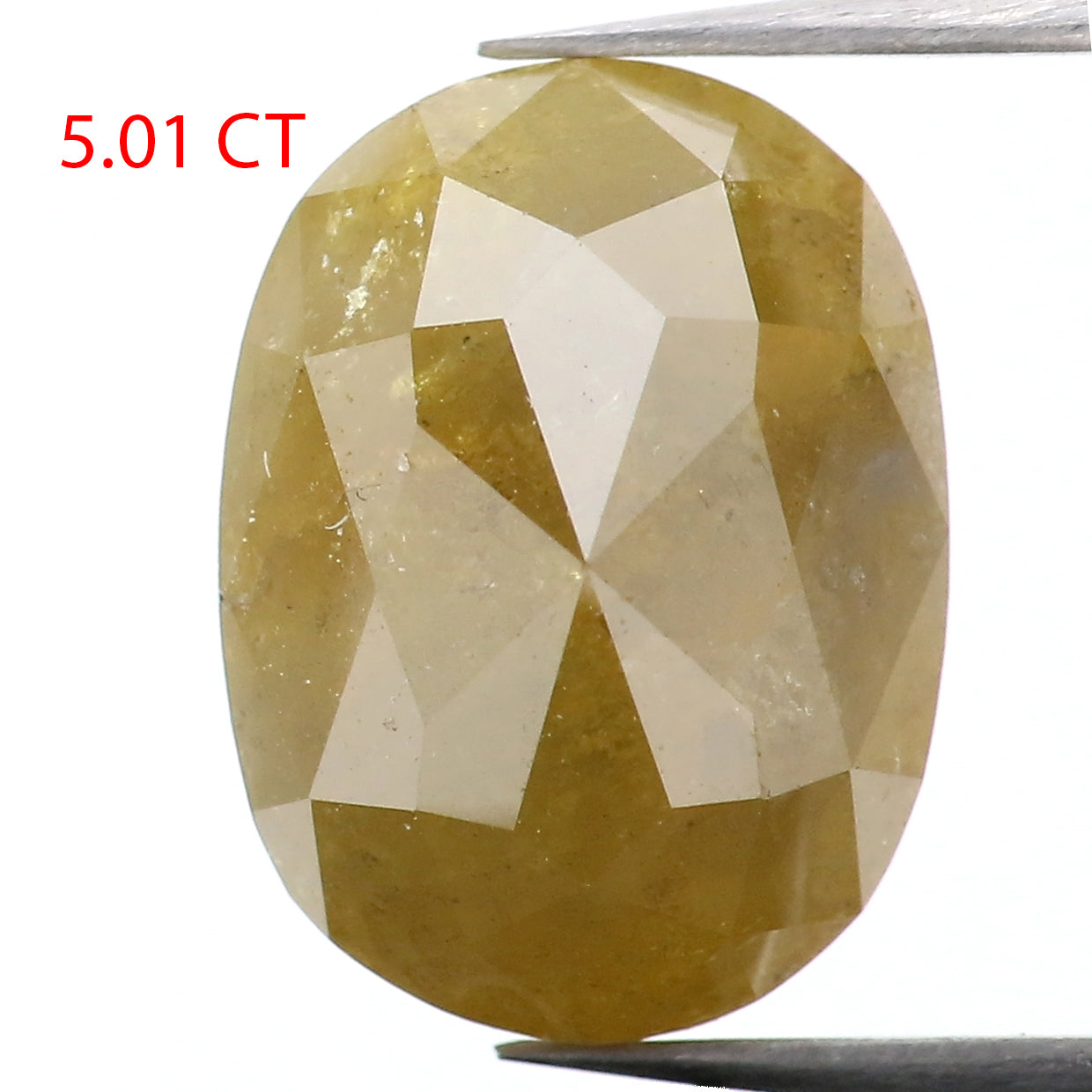 5.01 ct Natural Loose Diamond Oval Yellow Green Color I3 Clarity 11.40 MM KDL8645