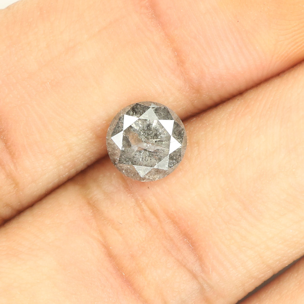 1.44 CT Natural Loose Diamond Round Black Grey Salt And Pepper Color 6.89 MM L9352