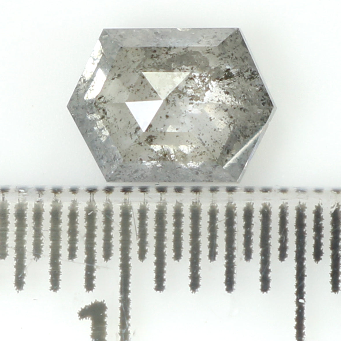 0.67 CT Natural Loose Hexagon Shape Diamond Salt And Pepper Hexagon Cut Diamond 6.05 MM Natural Black Grey Hexagon Rose Cut Diamond LQ1456