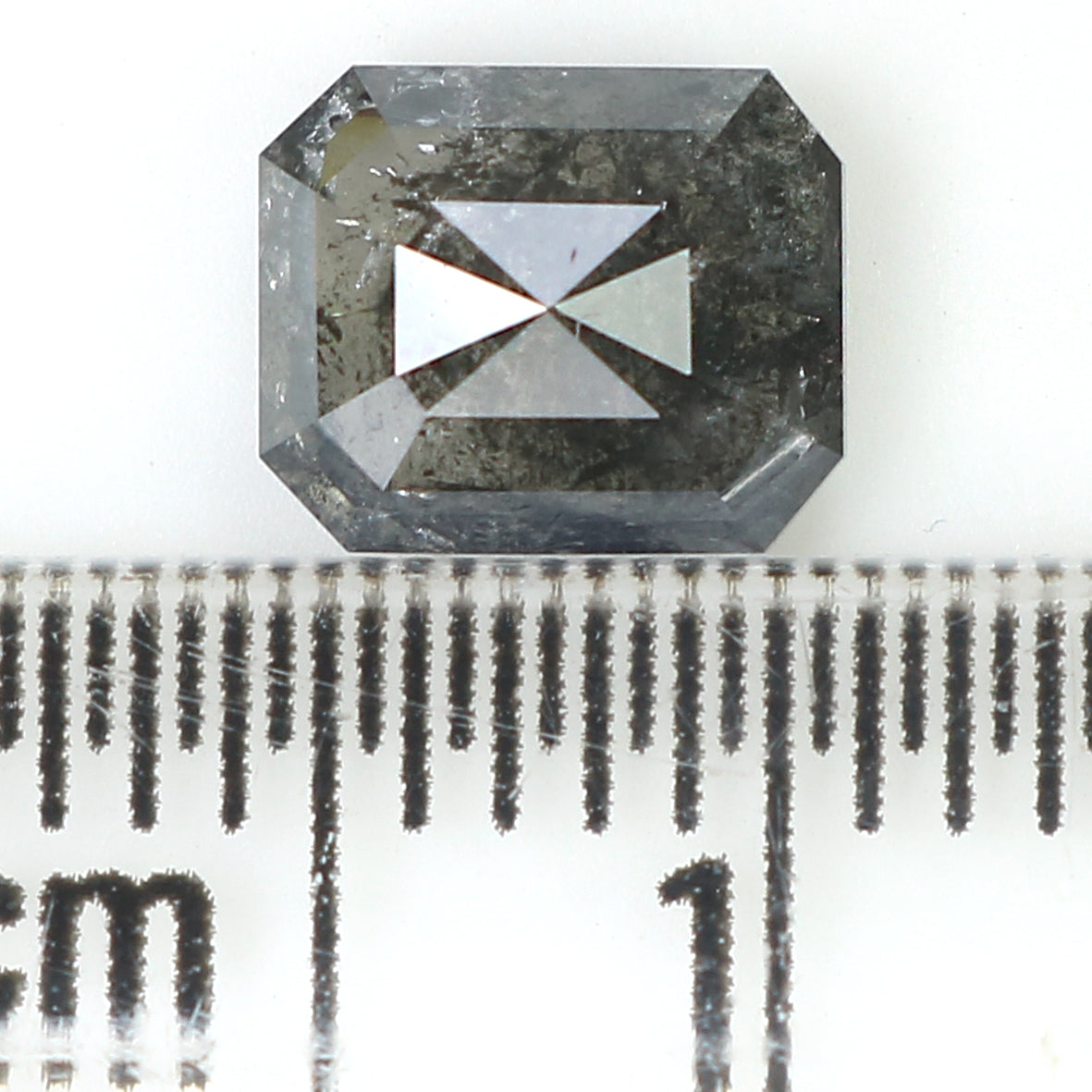 1.10 CT Natural Loose Emerald Shape Diamond Salt And Pepper Emerald Shape Diamond 6.50 MM Black Grey Color Emerald Rose Cut Diamond QL974