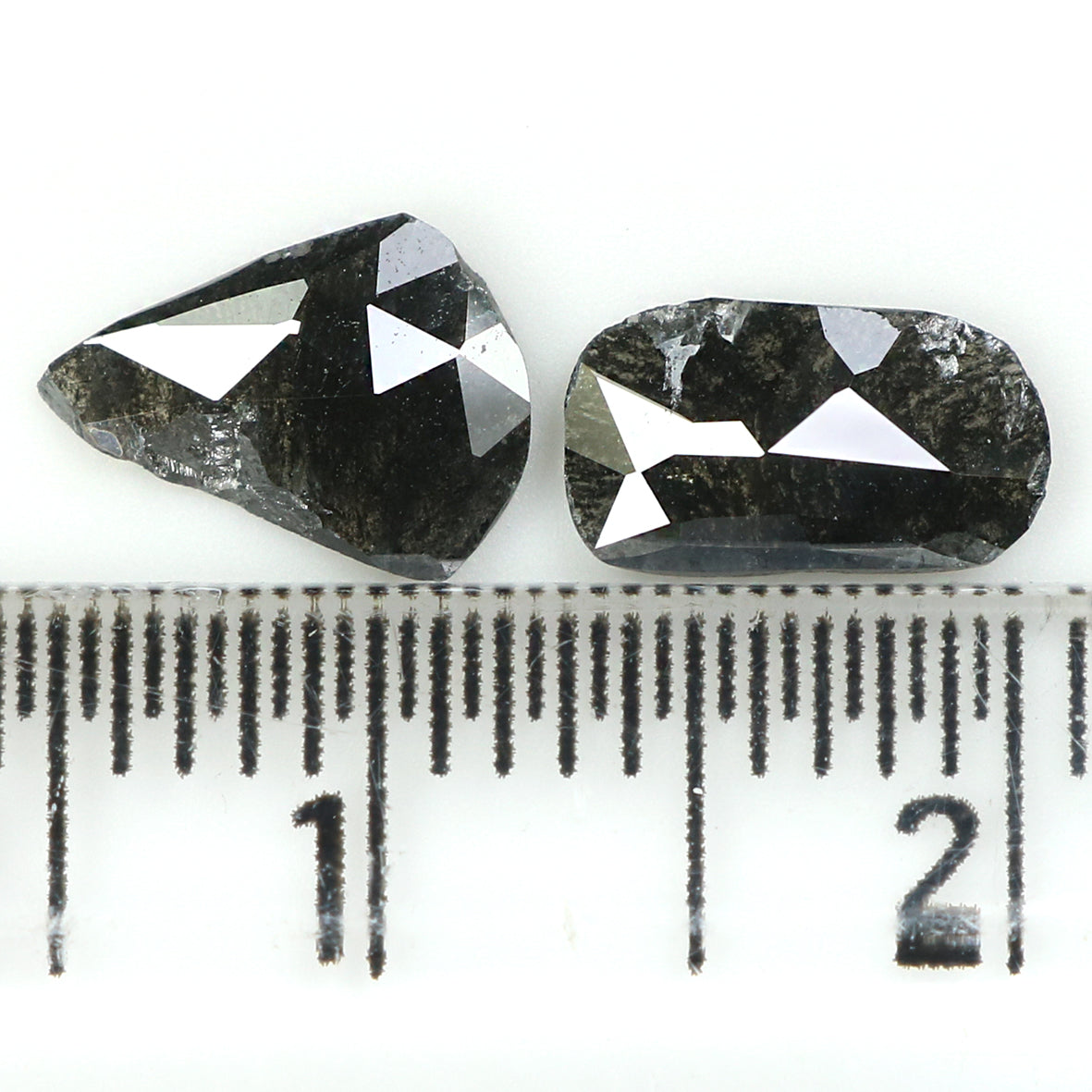1.15 Ct Natural Loose Slice Shape Diamond Salt And Pepper Slice Diamond 7.65 MM Natural Black Grey Color Slice Irregular Cut Diamond LQ1437