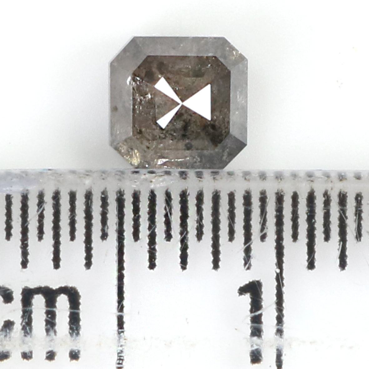 0.64 CT Natural Loose Emerald Shape Diamond Salt And Pepper Emerald Diamond 4.40 MM Natural Black Grey Color Emerald Rose Cut Diamond LQ5078