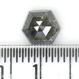 Natural Loose Hexagon Salt And Pepper Diamond Black Grey Color 1.17 CT 6.80 MM Hexagon Shape Rose Cut Diamond L1350