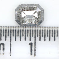 Natural Loose Emerald Salt And Pepper Diamond Black Grey Color 0.75 CT 5.95 MM Emerald Shape Rose Cut Diamond KDL1100