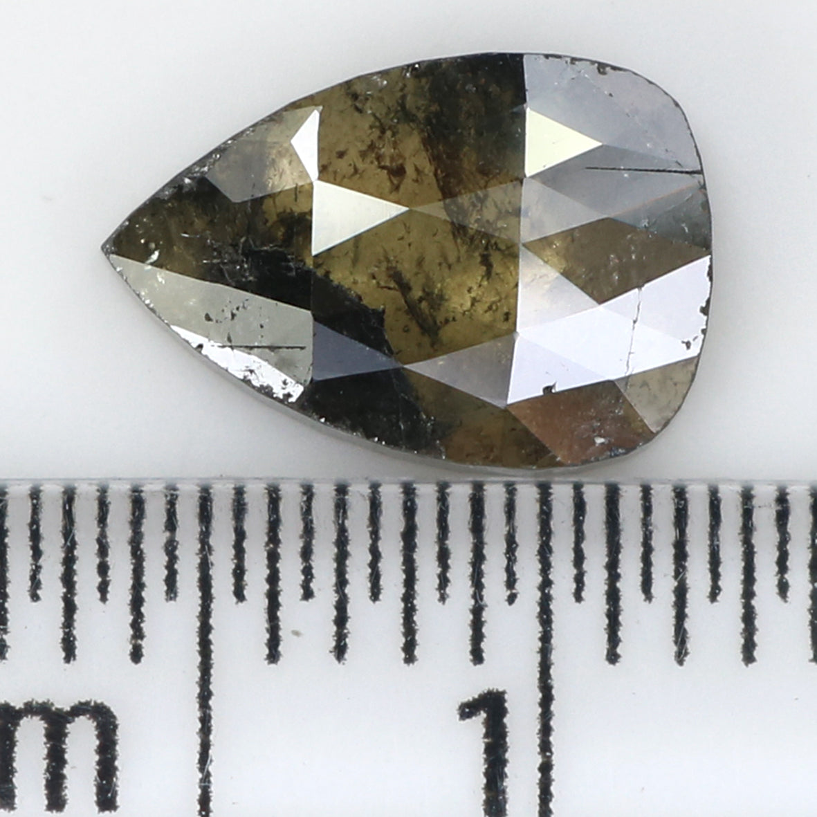 1.61 Ct Natural Loose Pear Shape Diamond Green Black Color Pear Shape Diamond 9.05 MM Natural Loose Diamond Pear Rose Cut Diamond LQ1576